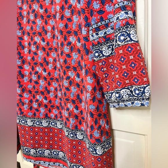 NWT LOFT red floral tie dress size L - Picture 6 of 7